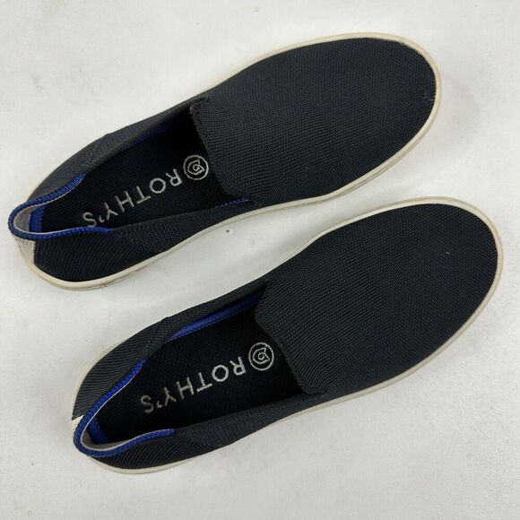 ROTHY'S Black Original Slip On Sneakers Size 6 Washable Knit Recycled Materials - Picture 8 of 10
